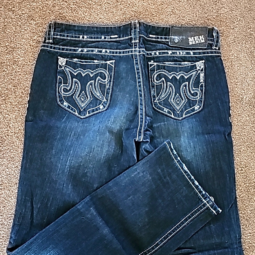 Women's Dark Blue Embroidered Pocket Jeans
